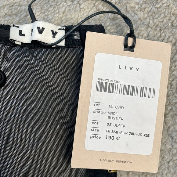 NWT Livy Milord Wire Bustier Black Sheer Sexy Lingerie Sz 32B - Picture 11 of 11